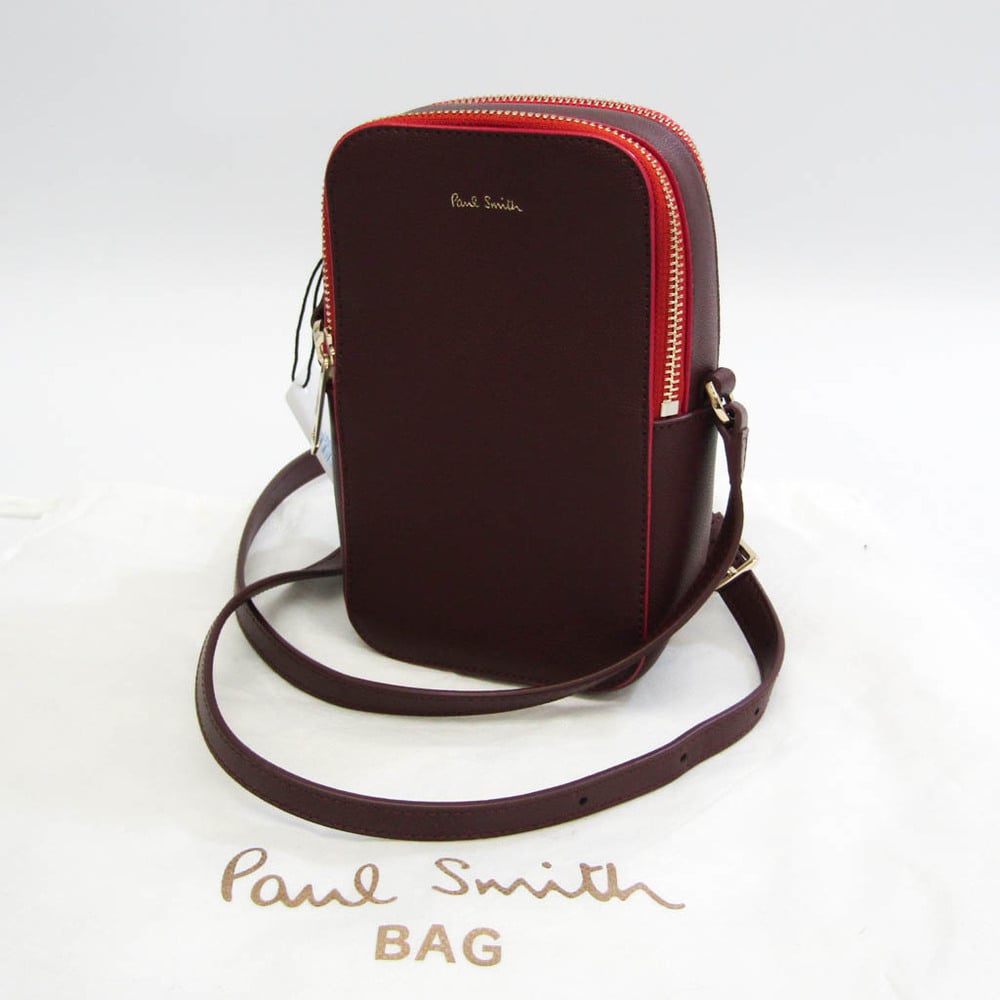 Paul Smith Double Zip Shoulder Bag APW250 Women,Men Leather Shoulder Bag  Bordeaux | eLADY Globazone