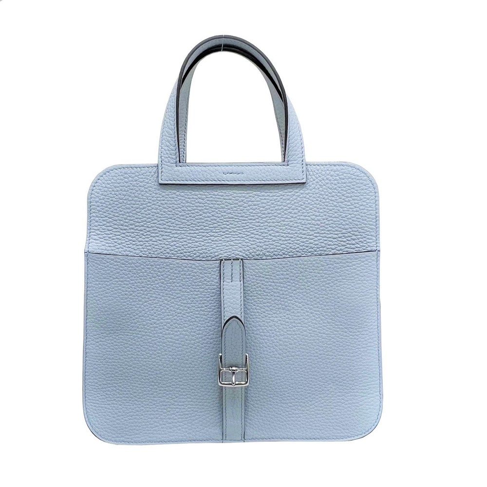 HERMES Hermes Arzan 25 Taurillon Clemence B Engraved 2023 Blue Pale S Metal  Fittings Silver Handbag Shoulder Bag 2WAY Light Women's