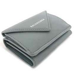 Balenciaga trifold wallet paper gray light blue 391446 DLQ0N 4005 leather BALENCIAGA