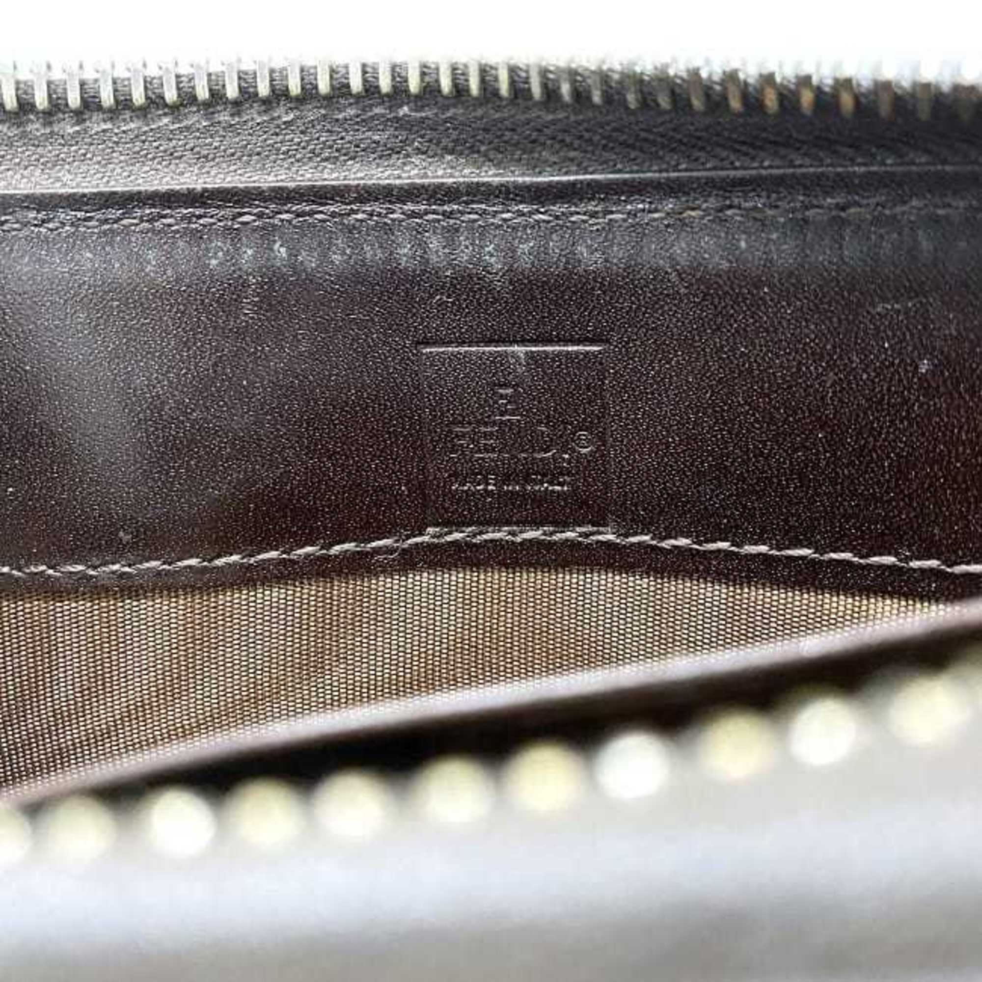 Fendi long wallet khaki brown Zucca 2268 canvas leather FENDI FF ladies
