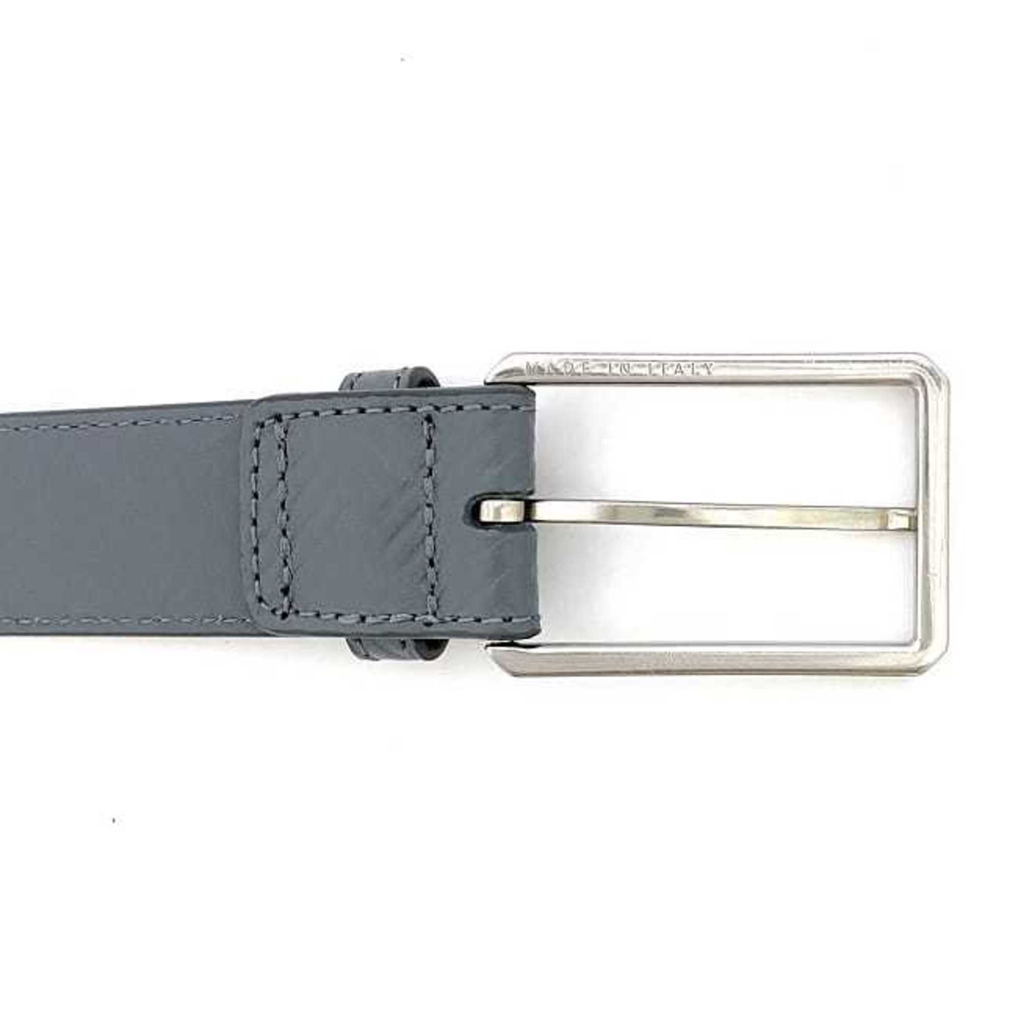 Bottega Veneta Waist Belt Gray Silver 657163 90cm Leather BOTTEGA VENETA 36 Inch 30mm Check Embossed Fr Pull Mens