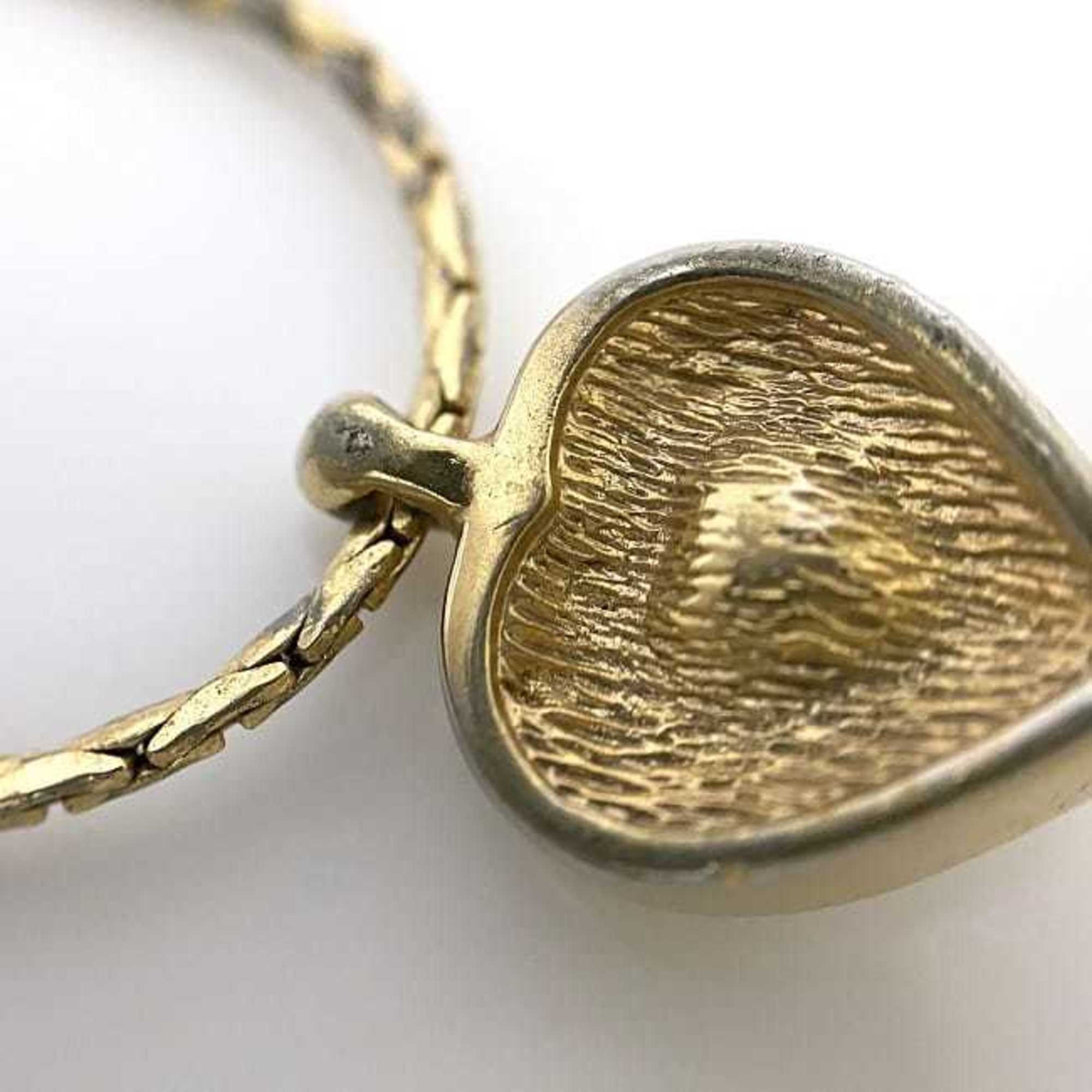 Christian Dior Necklace Gold Heart GP Rhinestone Ladies Luxury