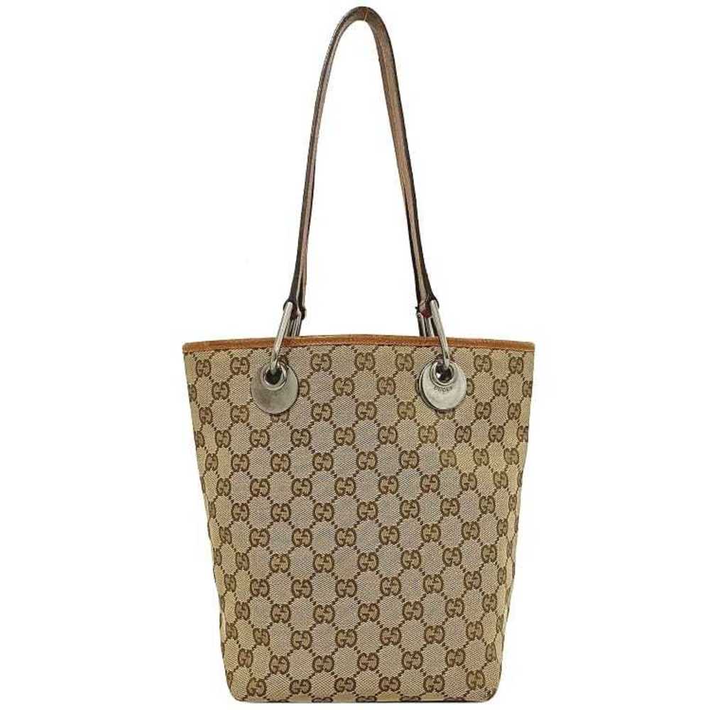 Canvas Leather Tote Bag Beige/Brown
