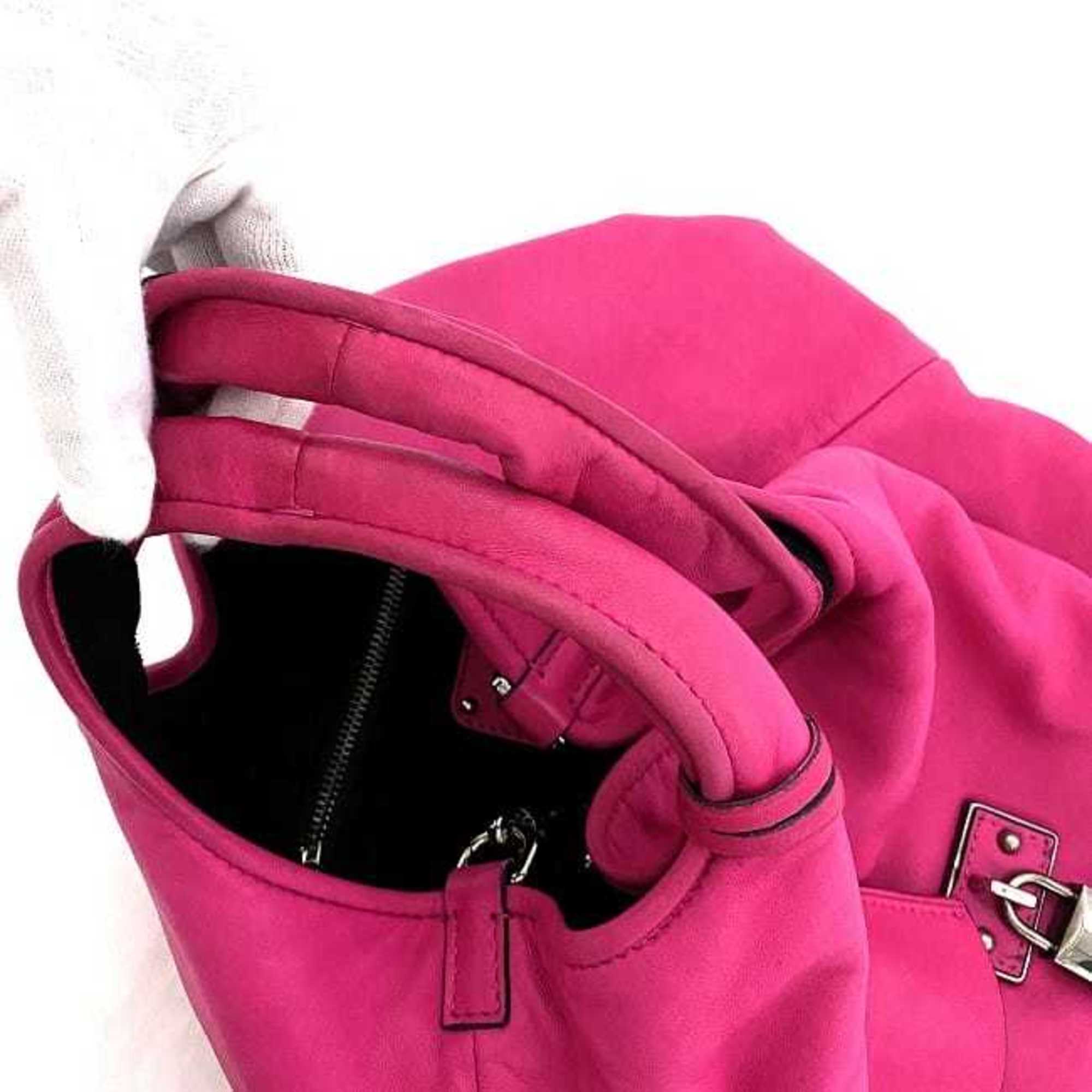 Loewe Handbag Calie Pink Silver Leather Nappa Aire LOEWE Soft Women's