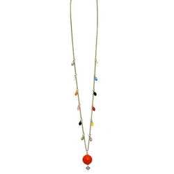 Fendi long necklace gold orange multicolor GP bijou FENDI beads ladies plate