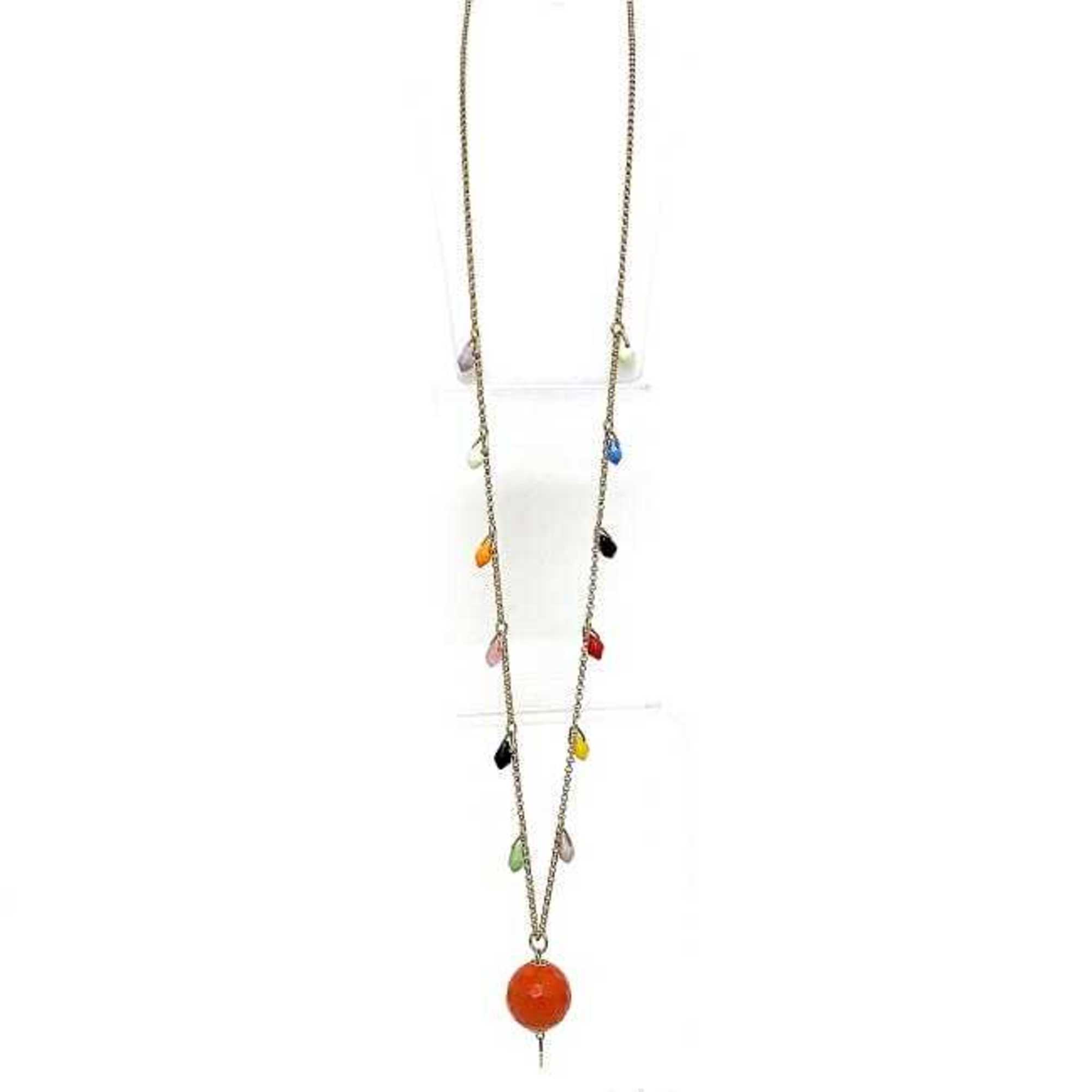 Fendi long necklace gold orange multicolor GP bijou FENDI beads ladies plate