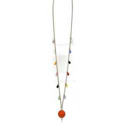 Fendi long necklace gold orange multicolor GP bijou FENDI beads ladies plate