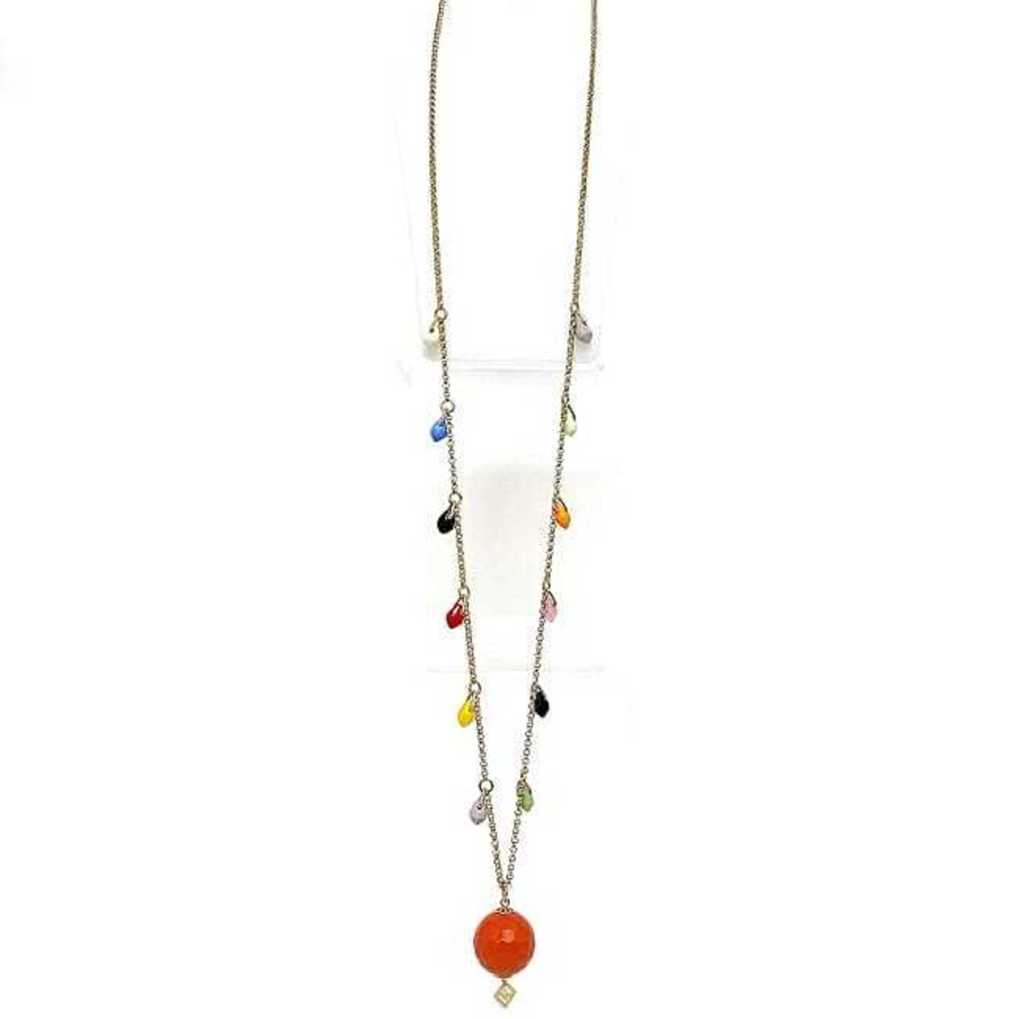 Fendi long necklace gold orange multicolor GP bijou FENDI beads ladies plate