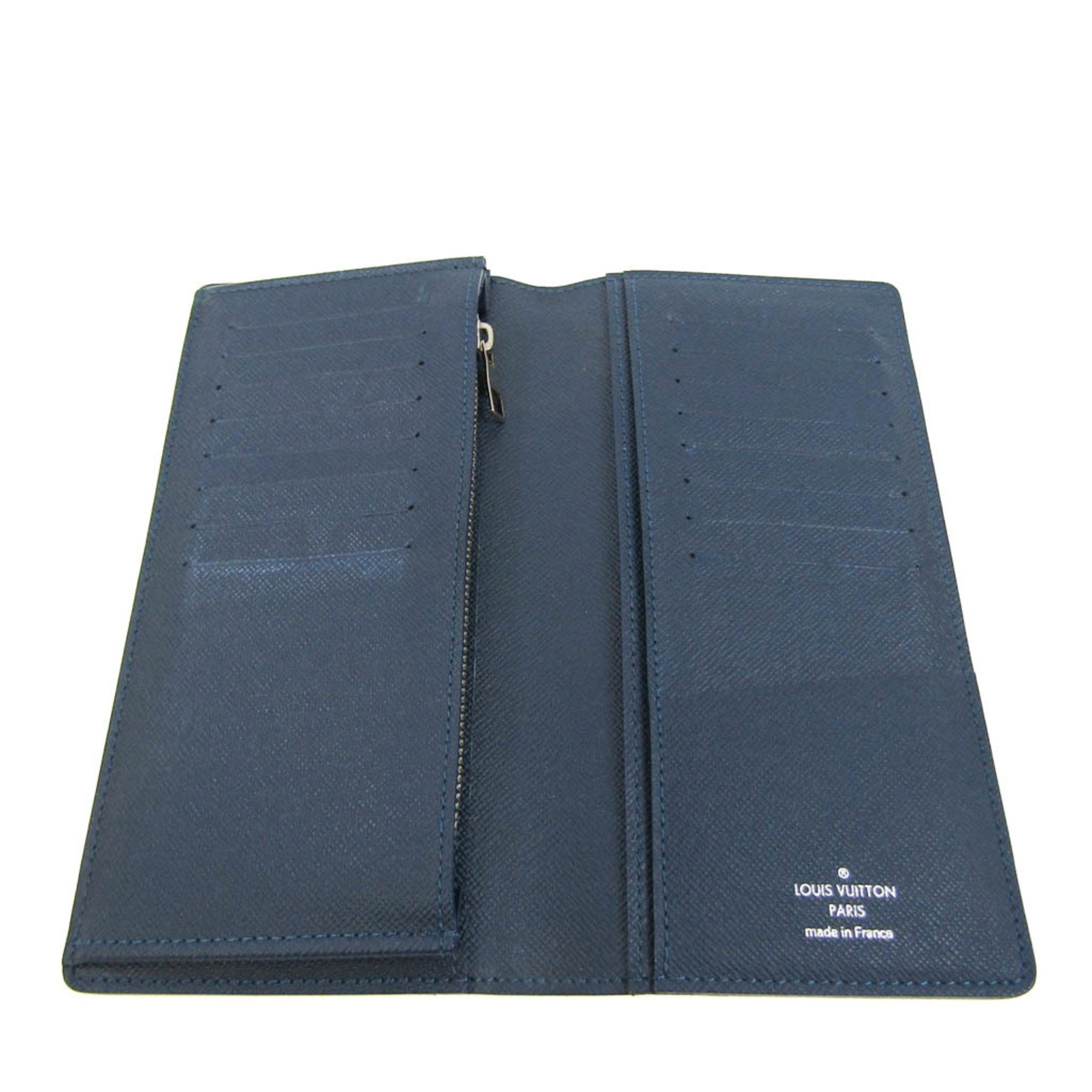 Louis Vuitton Taiga Brazza Wallet M30502 Men's Taiga Leather Long Wallet (bi-fold) Navy Blue