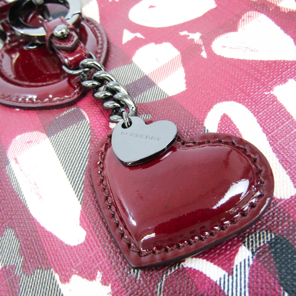 Burberry Heart Pattern 3640011 Women's PVC,Leather Tote Bag Beige,Bordeaux