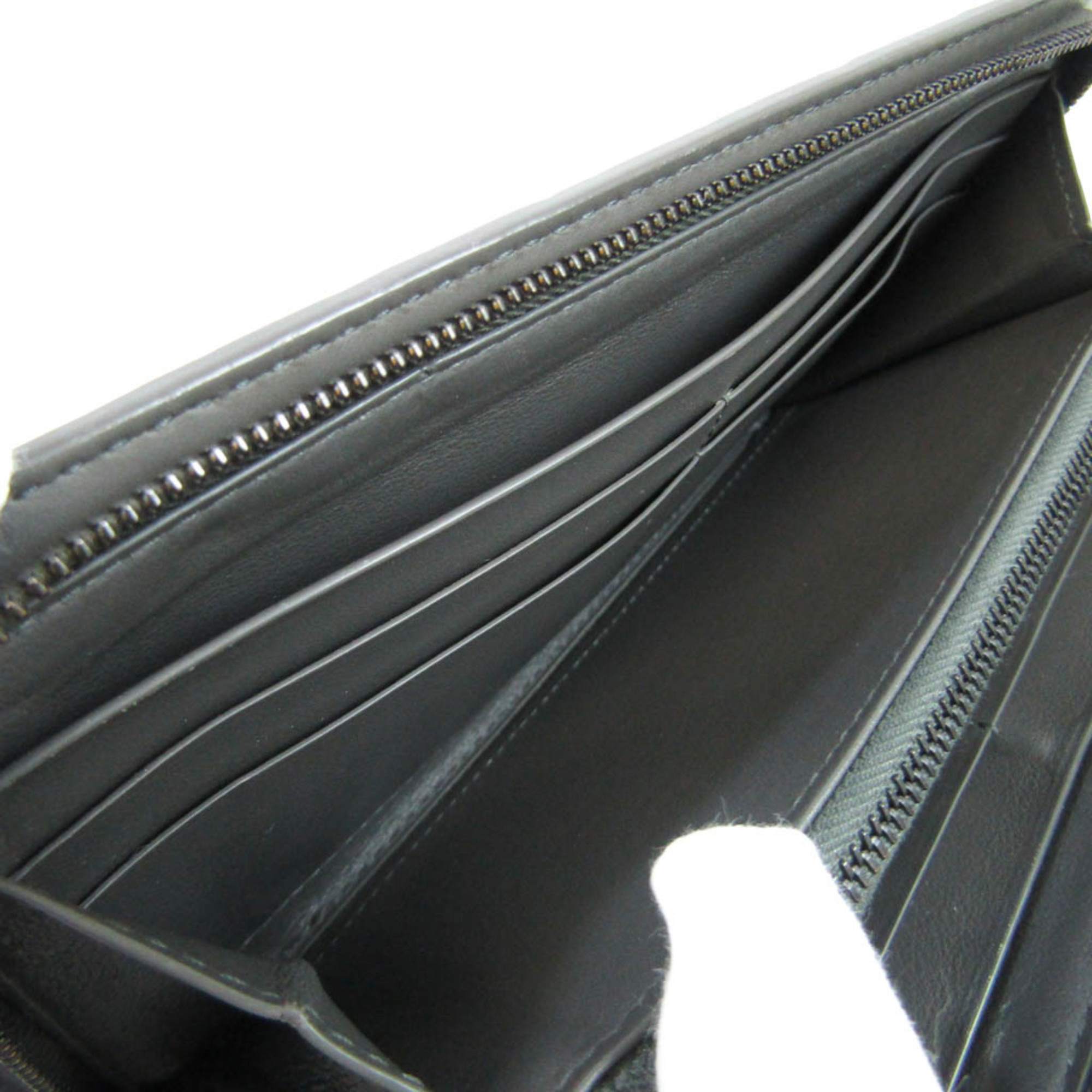 Bottega Veneta Intrecciato Women,Men Leather Long Wallet (bi-fold) Gray