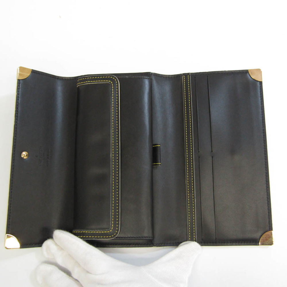 Authenticated Used Louis Vuitton Suhali Porte Tresor International M91836  Women's Suhali Leather Long Wallet (bi-fold) Noir 