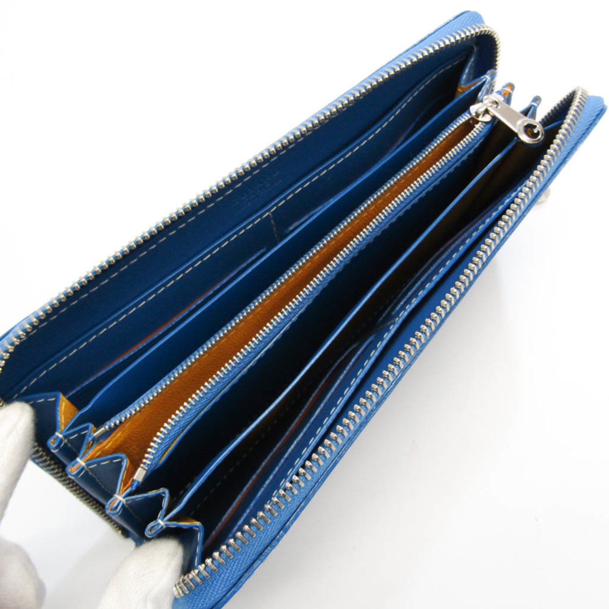 Goyard Matignon APM ZIP GM 10 Women,Men Leather,Coated Canvas Long Wallet (bi-fold) Blue