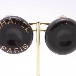 Chanel CHANEL earrings vintage logo plastic/metal black x gold ladies