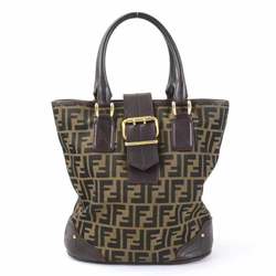 Fendi FENDI Handbag Zucca Canvas/Leather Brown Gold Women's