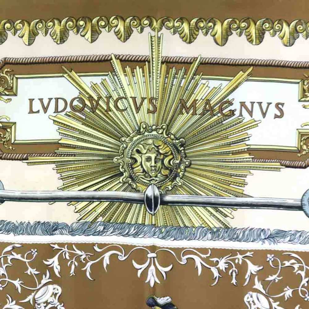 Hermes HERMES Scarf LVDOVICVS MAGNVS White Horse Louis XIV Silk Brown  Unisex