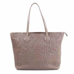 Etro ETRO Shoulder Bag Tote Paisley Leather Gray Brown Gold Women's