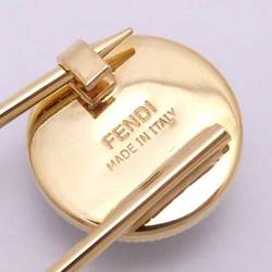 Fendi FENDI brooch metal gold x brown unisex