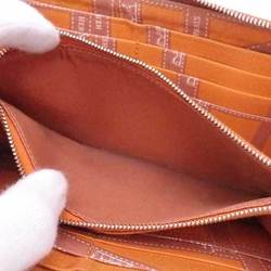 Hermes HERMES Round Zipper Long Wallet Azap Silk In Leather Brown x Orange Silver Women's