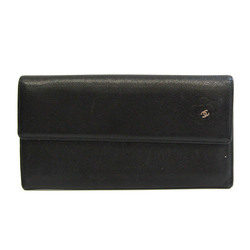 Chanel Camellia Coco Mark Women's Leather Long Wallet (bi-fold) Black