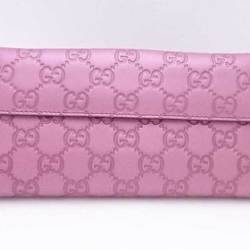 Gucci GUCCI bi-fold long wallet sima leather metallic pink purple gold ladies 203550