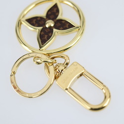 LOUIS VUITTON Louis Vuitton Porto Cle LV Treasured Keychain M01207 Metal Monogram Canvas Gold Brown Key Ring Bag Charm Flower