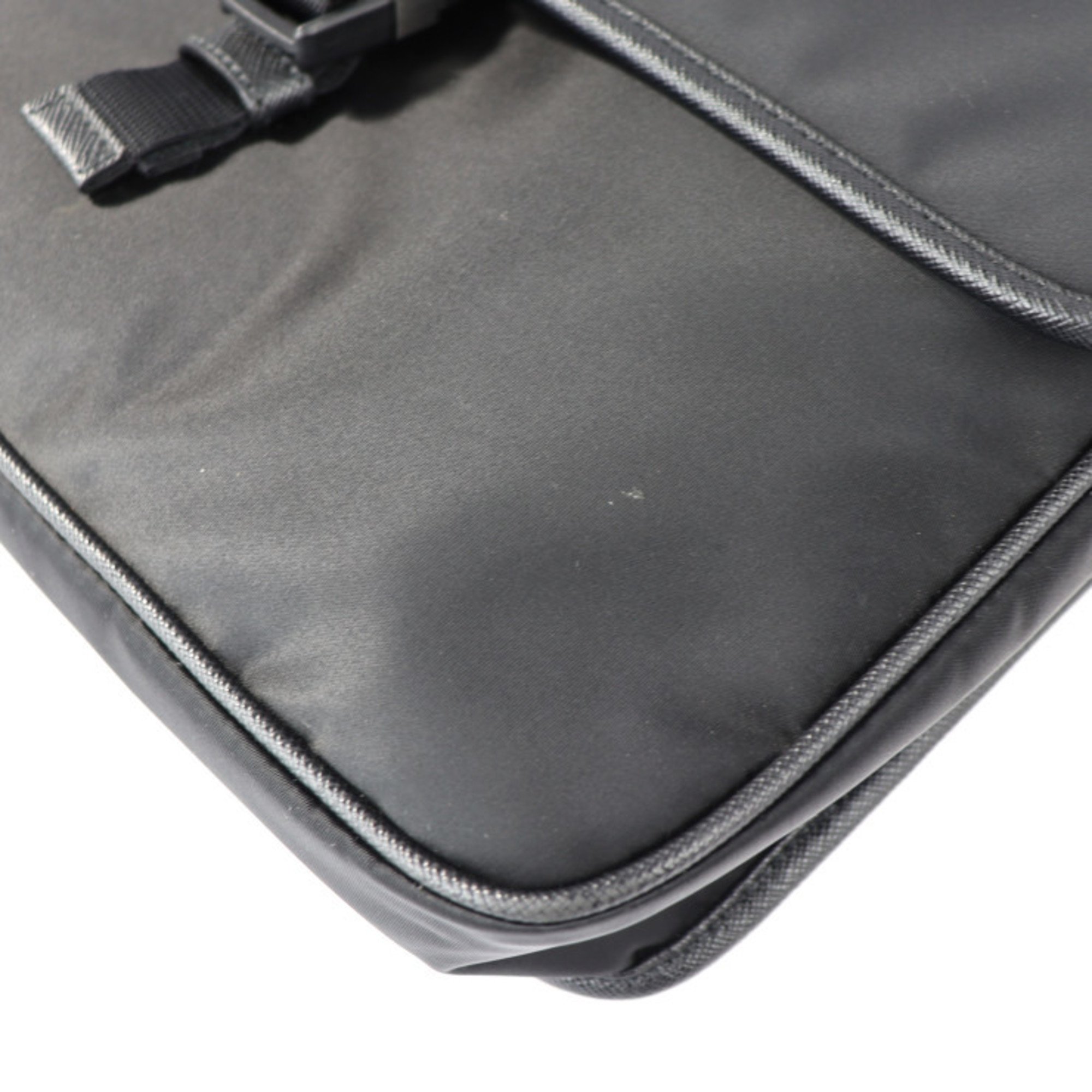 PRADA Prada shoulder bag 2VD951 nylon black leather silver metal fittings messenger triangle logo mark