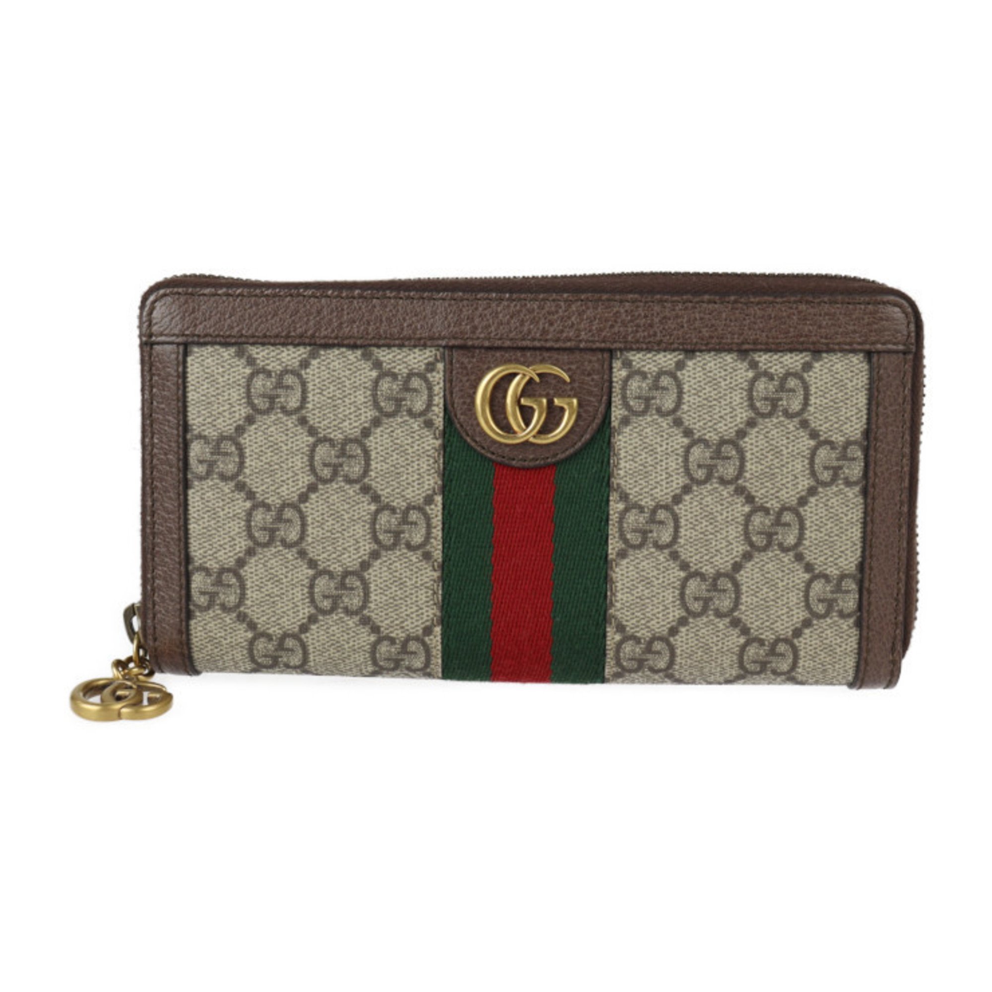 GUCCI Gucci Ophidia GG Zip Around Wallet DIY Long 604149 Supreme Canvas Leather Beige Ebony Red Green Gold Hardware Round Zipper