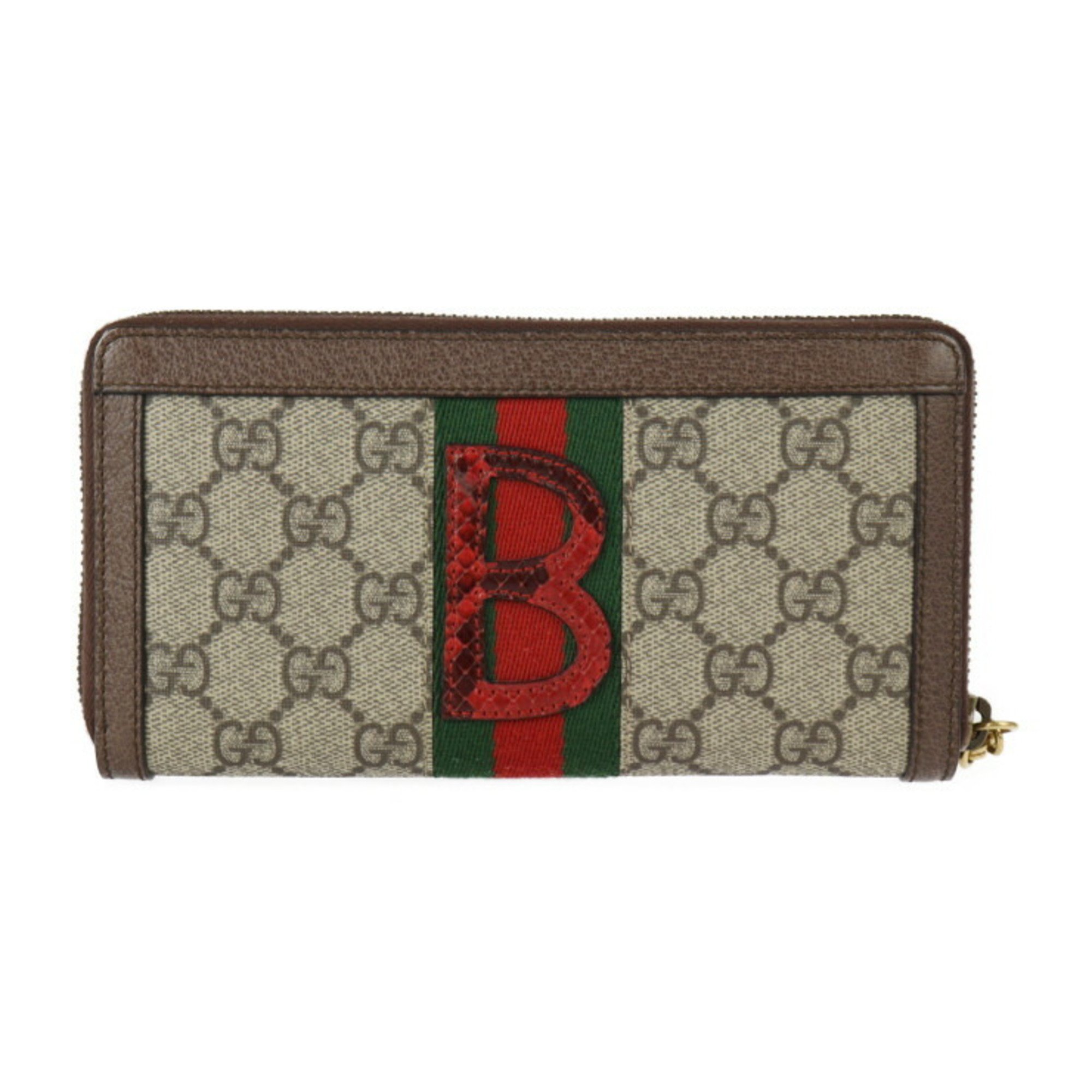 GUCCI Gucci Ophidia GG Zip Around Wallet DIY Long 604149 Supreme Canvas Leather Beige Ebony Red Green Gold Hardware Round Zipper