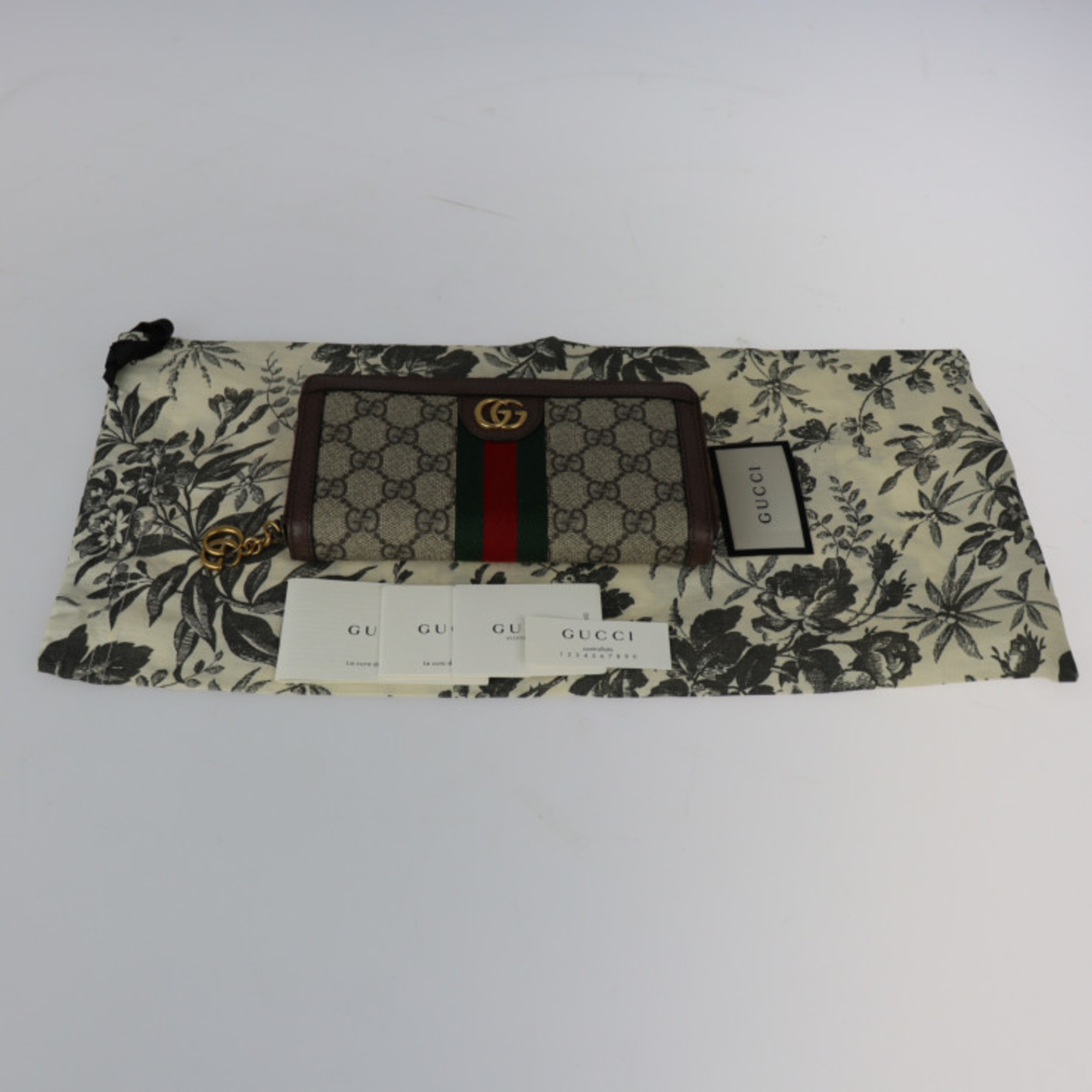 GUCCI Gucci Ophidia GG Zip Around Wallet DIY Long 604149 Supreme Canvas Leather Beige Ebony Red Green Gold Hardware Round Zipper