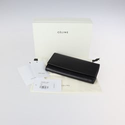 CELINE Celine large flap wallet bifold 10B563BEL calf leather black gold hardware long