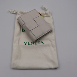 BOTTEGA VENETA Bottega Veneta Bifold Zipper Wallet Cassette Intrecciato 706010 Lambskin Chalk Gold Hardware