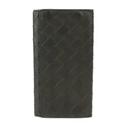 BOTTEGA VENETA Bottega Veneta intrecciato bi-fold wallet 635567 leather black pink bill compartment long