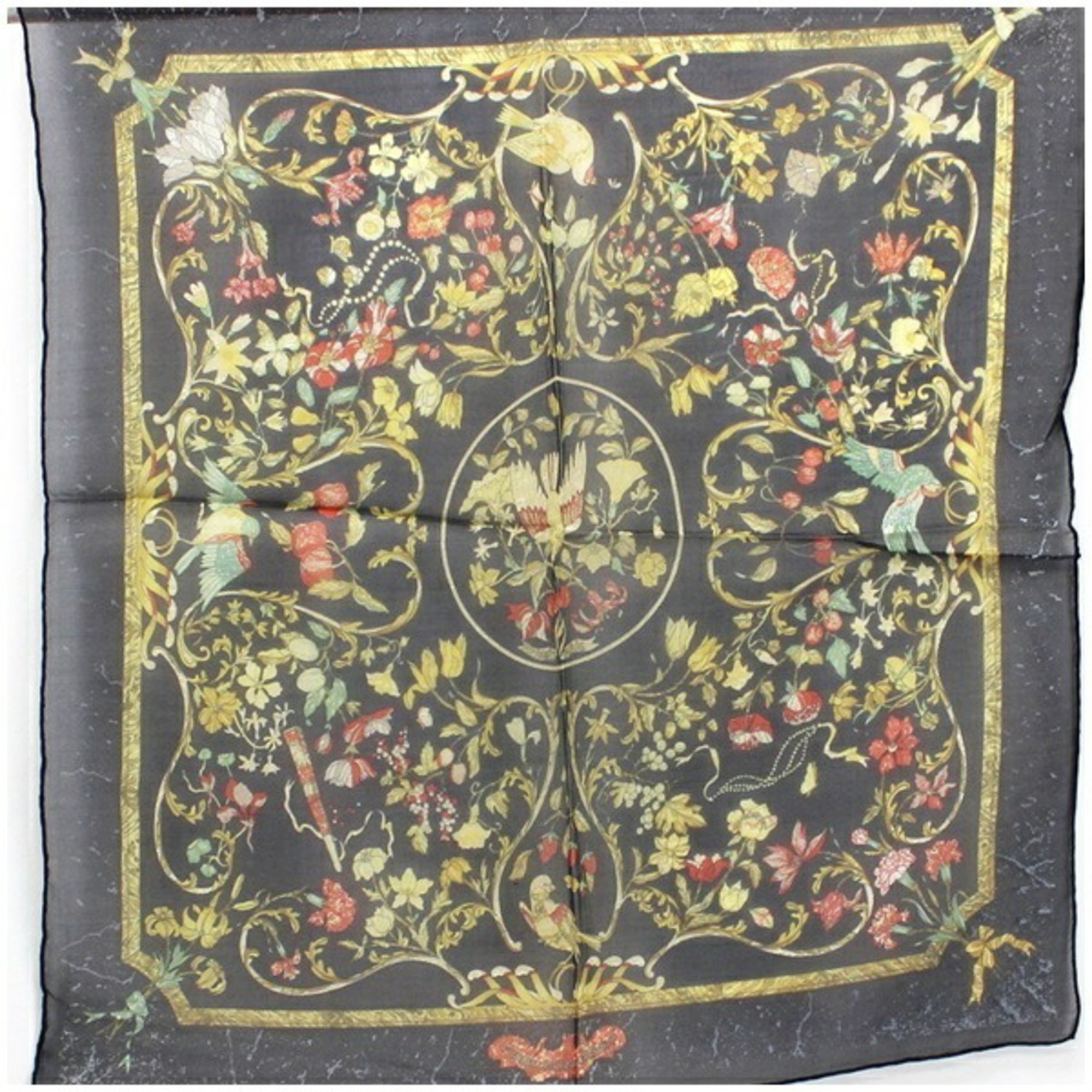 Hermes Silk Scarf Muffler Carré 45 Gavroche "PIERRES d'ORIENT et d'OCCIDENT" Oriental Stones and Western Stonework HERMES Women's Chiffon