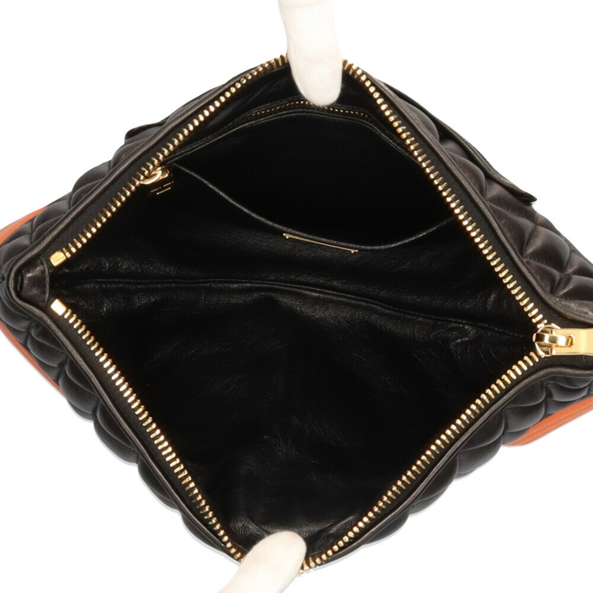 Miu MIUMIU clutch bag leather black ladies