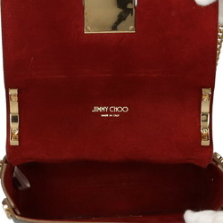 Jimmy Choo Chain Shoulder Bag Leather Gold Women's