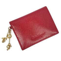 Salvatore Ferragamo business card holder case IK-2271 pass leather ROSSO red ladies wallet accessory small
