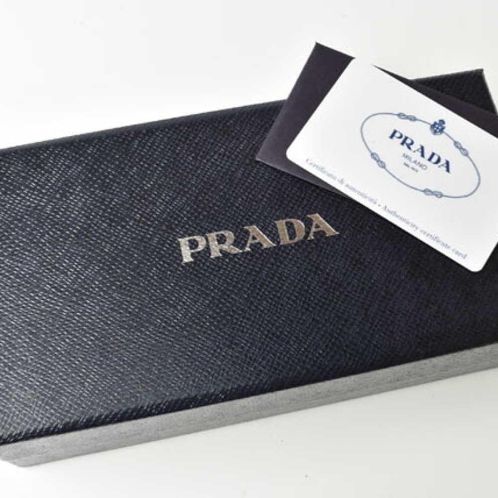 Authenticated Used Prada Wallet PRADA Long wallet 1M1132 Pass Case with  Saffiano Triangle NERO Black Outlet 