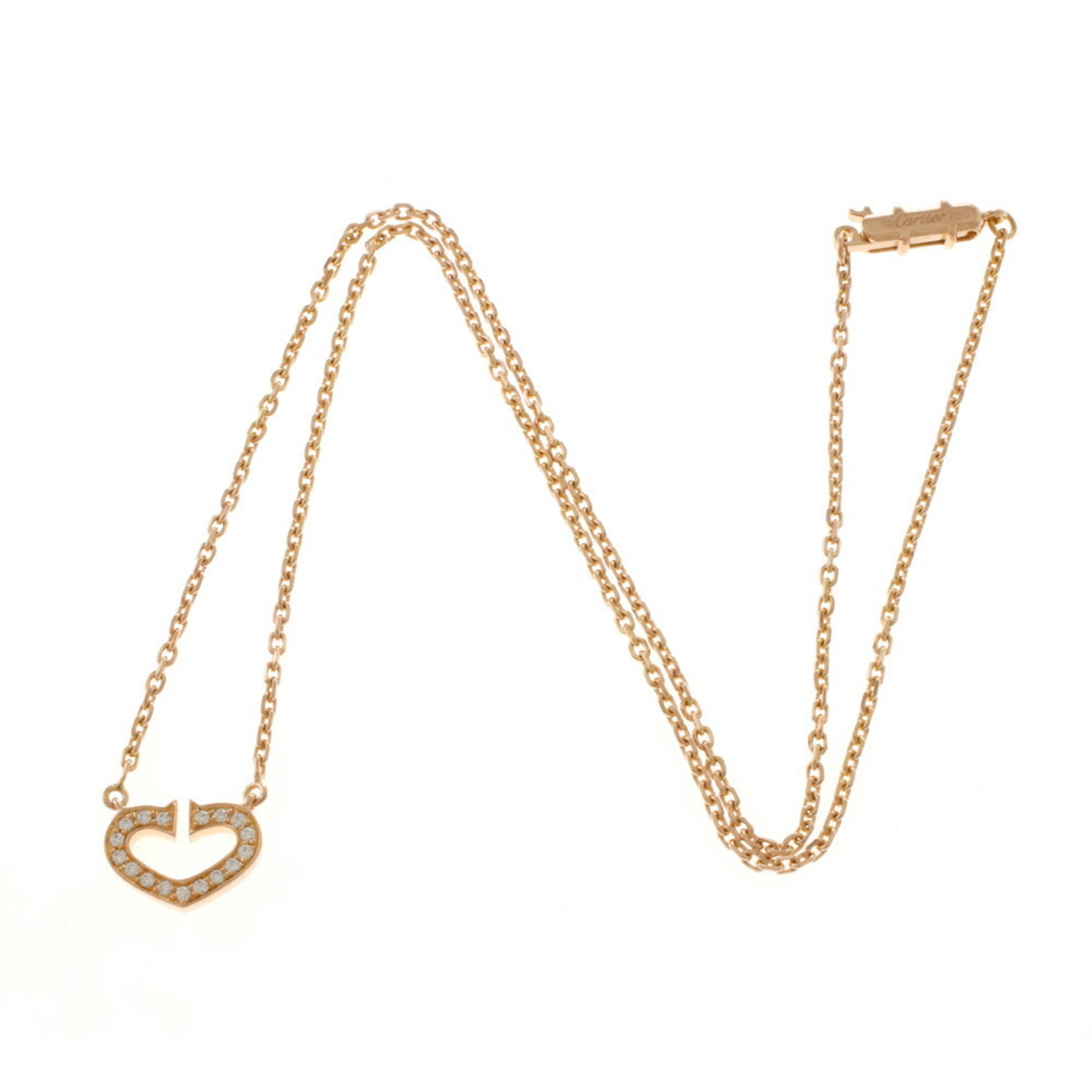 Cartier CARTIER C Heart Diamond Necklace 18K K18 Pink Gold Women's