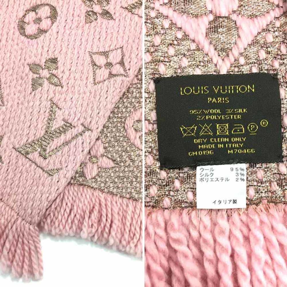 LOUIS VUITTON Logomania Pink Wool Silk Scarf