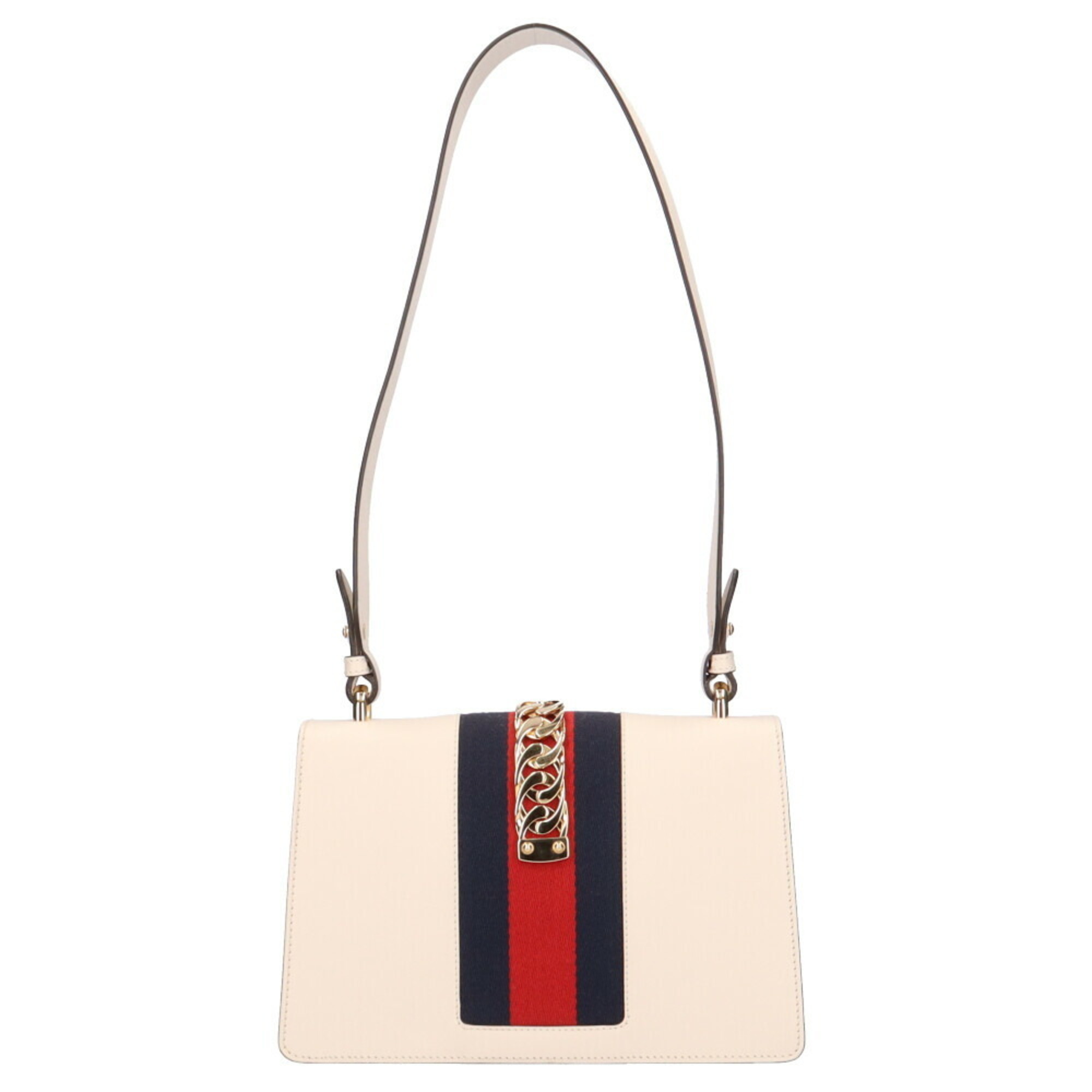 Gucci GUCCI Sylvie Small shoulder bag leather white ladies