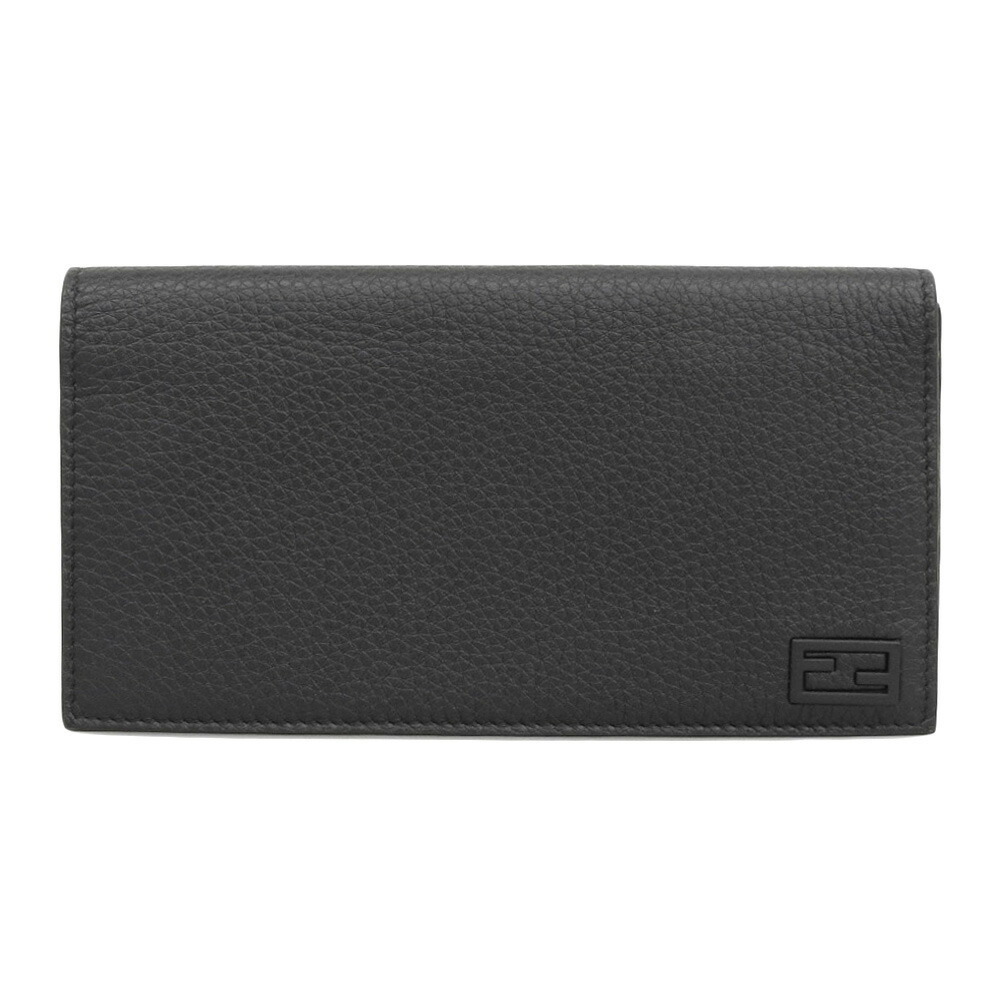 BLACK LEATHER FF SQUARED CARD HOLDER