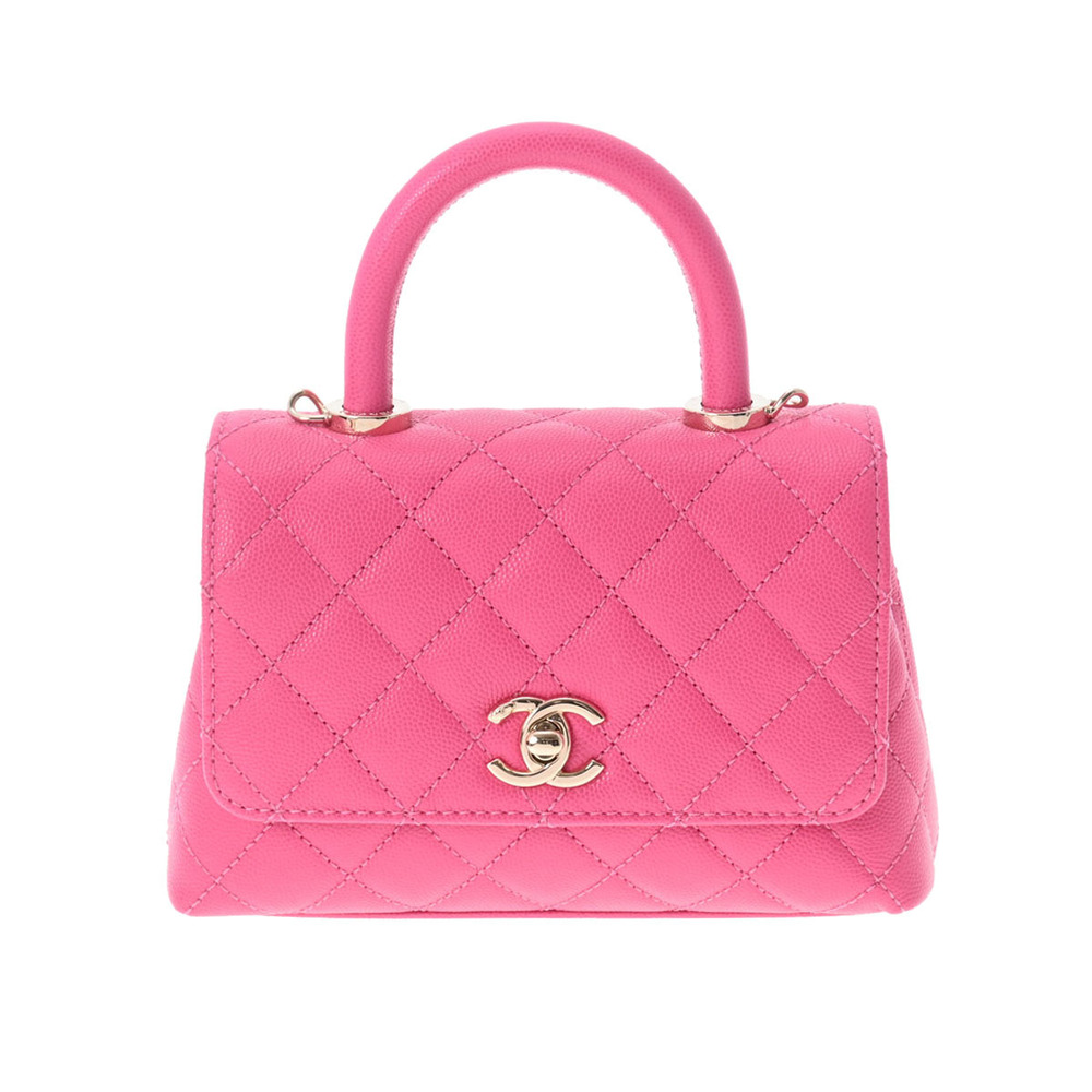 CHANEL Chanel matelasse chain shoulder pink ladies caviar skin bag