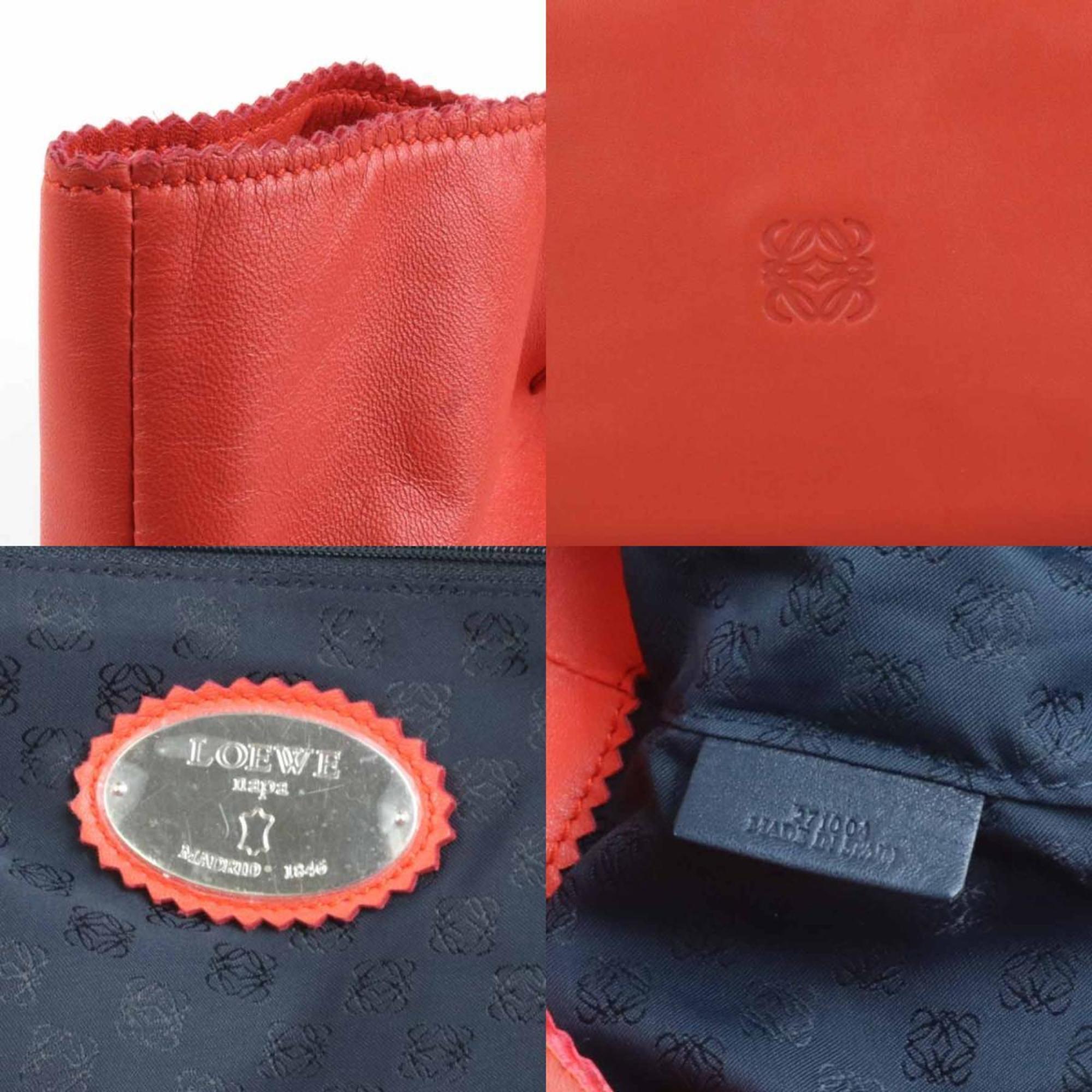 Loewe LOEWE shoulder bag tote anagram leather orange red ladies