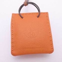Hermes HERMES Charm Sac Orange Leather x Brown Unisex