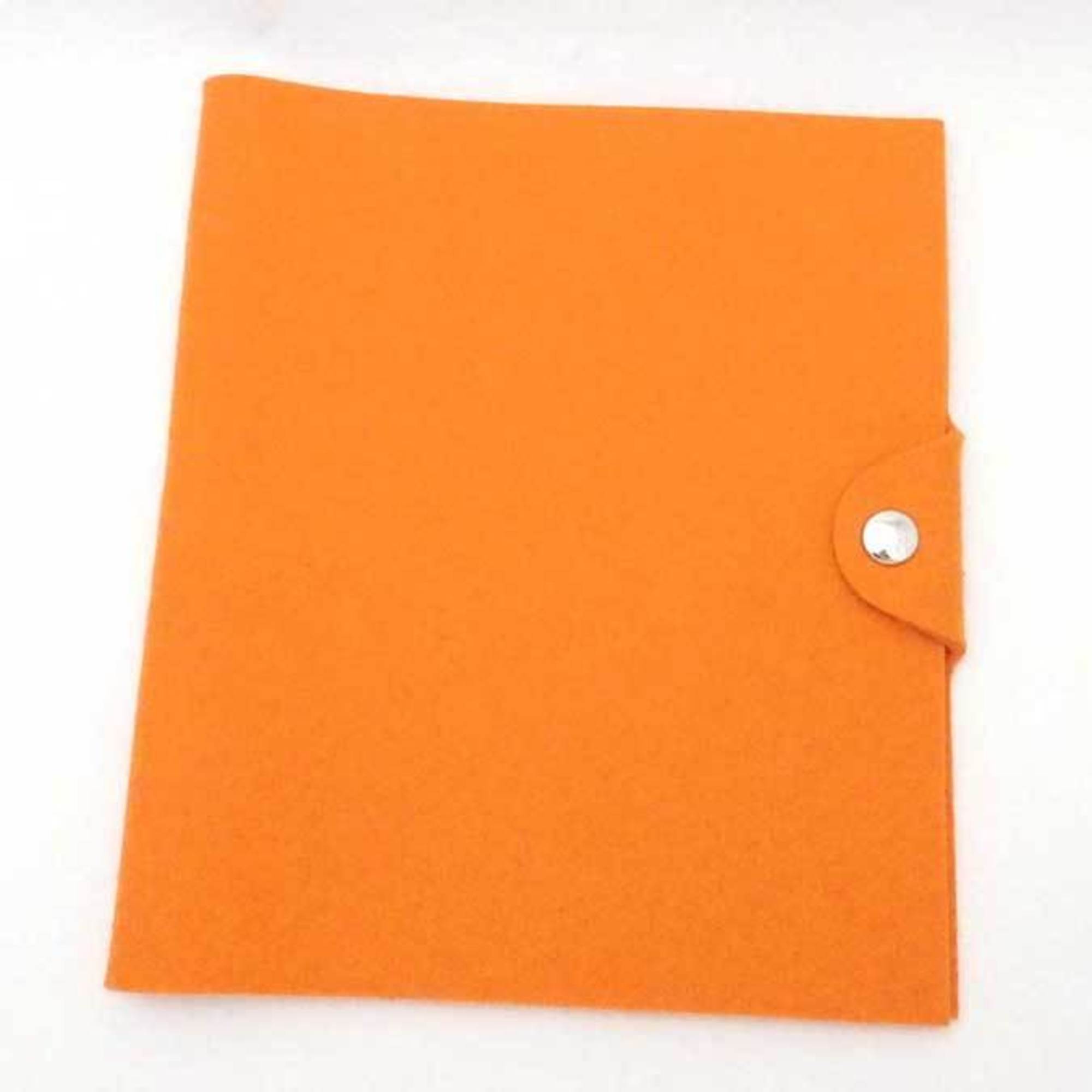 Hermes HERMES notebook cover felt orange silver unisex