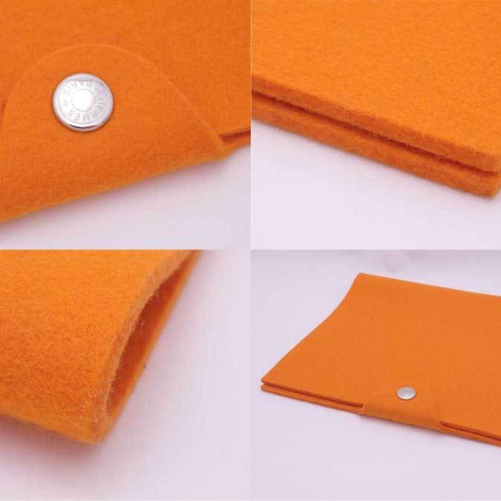 Hermes HERMES notebook cover felt orange silver unisex