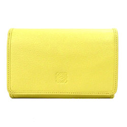 Loewe LOEWE Bifold Wallet Anagram Leather Light Yellow Silver Ladies
