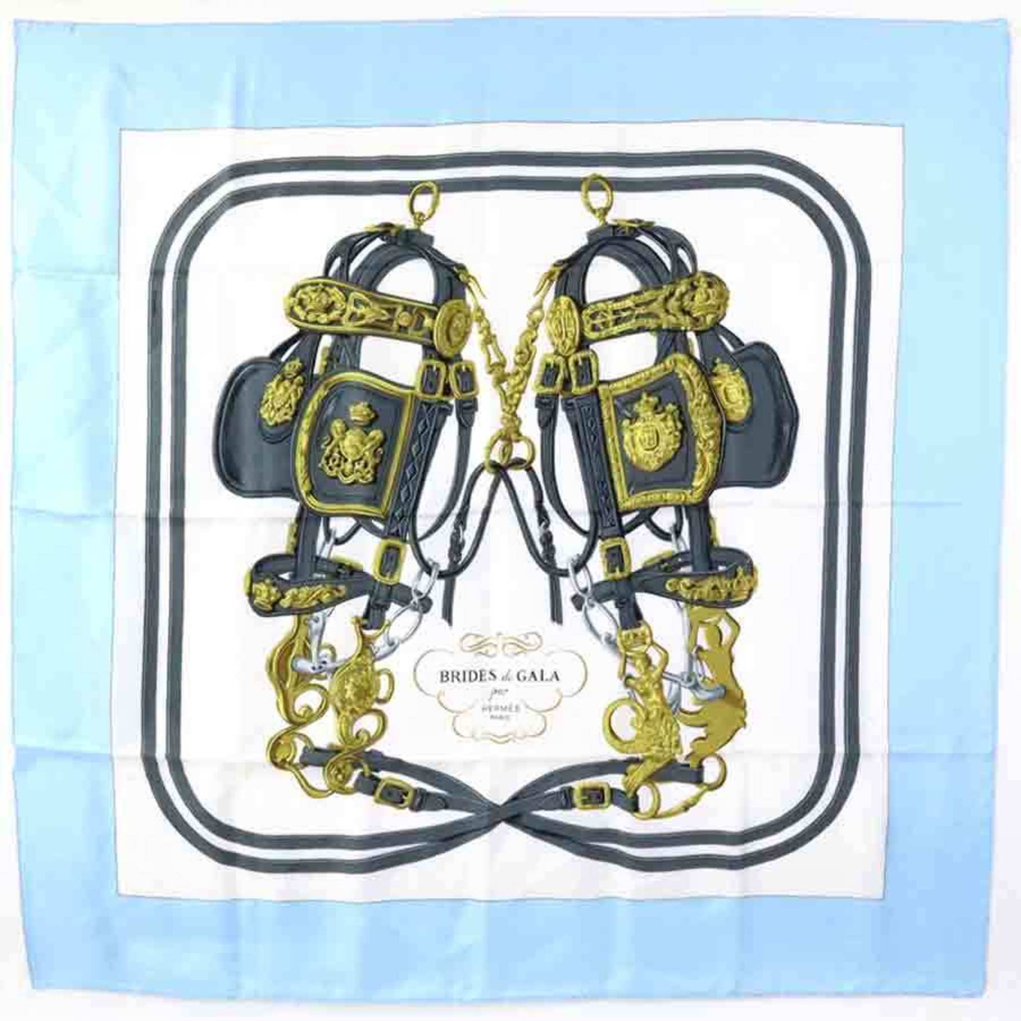 Hermes HERMES Scarf Carre 90 BRIDES de GALA Silk Light Blue/Multicolor Ladies