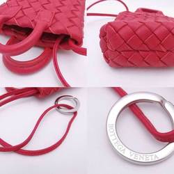 Bottega Veneta BOTTEGAVENETA Charm Key Ring Case Intrecciato Leather/Metal Red x Silver Unisex